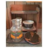 Orange Juice Pitcher, Wooden Shelf, Wood Plaque