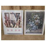 2 Metal Framed Flower Prints 22"x 28"