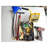 Assorted Tools, Drill, Light, Bicycle Pump & more