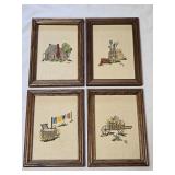 4 Framed Needlepoint Wall Decor 6"x 8"