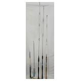 5 Fishing Rods - 2 Extendable & 3 Wood Handled