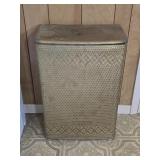 Gold Wicker & Wood Hamper