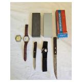 Knives, Sharpening Stones & Watches