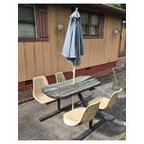 Outdoor Table w/ 4 Swivel Seats & Umbrella