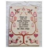 Vintage "Roots & Wings" Folk Art Wood Plaque 7ï¿½"x