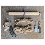 19" Single Tree w/ Rope, Chain & Pulleys