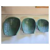 Green Wicker Baskets 13" 11" & 9"