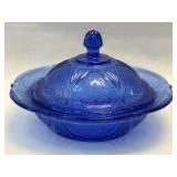(K) Vintage Hazel Atlas Royal Lace Cobalt Blue