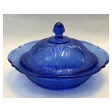 (K) Vintage Hazel Atlas Royal Lace Cobalt Blue