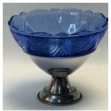 (K) Vintage Hazel Atlas Royal Lace Cobalt Blue