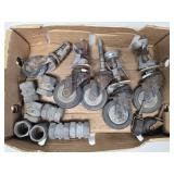 (F) Assorted Casters & Pipe Connectors