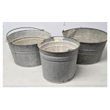 (FL) 3-Galvanized Wash Tubs 10", 13" & 14" wide