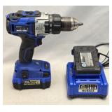 (D) Kobalt 24V Drill, 2 Batteries & Charger
