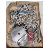 (F) Assorted Hardware Brackets & Saw Blades