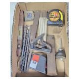 (FL) Tape Measures, Wedge, Drill Bits, Square &