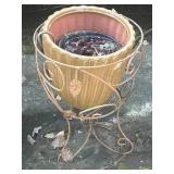 19' x 14' Wire Plant Stand and Ceramic Planter