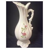 14' Vintage Ceramic Floral Pitcher