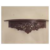 Dark Brown Floral Carved Rounded Shelf 30'W 8½'