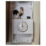 Wooden Key Hook w/ Rooster & Clock 6¼'x 11½'