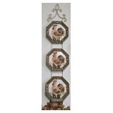 3- Ceramic 10' Rooster Plates on Wire Frame