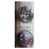 2 Decorative Chicken 8' Plates on Wire Hangers