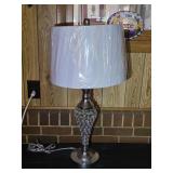 Chrome & Crystal Beaded Table Lamp 29' tall