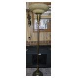 Art-Deco Style Brass Floor Lamp w/Ribbed Glass