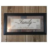 Framed 'Family' Print 20½'x 10½'