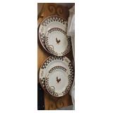 4 Decorative Ceramic Chicken Plates on Wire Frame