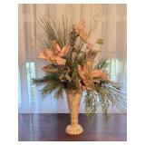 Vintage MCM Reduction Glazed Metal Vase w/