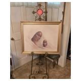 Framed African Mother & Daughter Print w/ Floor