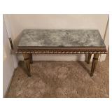 Short Guilded Wood Console Table w/  Marbled