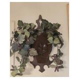 Dark Mahogany Wall Pocket w/ Artificial Ivy 13'W
