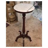 Mahogany Pedistal Marble Top Plant Stand 14'zw