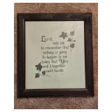 Framed Cross Stiched Lords Prayer 15'x 16½'