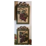 2- Vintage Homco 3D Grape Wall Decor 8¾'x 14'