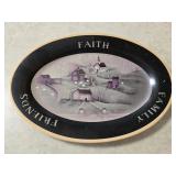 Decorative Oval Tray 'Faith Family Friends' 15½'x