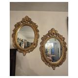 2- Ornate Gold Gilt Oval Mirrors 18'x 26½'