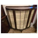 Art Deco Walnut Bow Front Display Cabinet 42'W