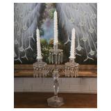 3 Arm Crystal Candelabra w/ Electronic Candles
