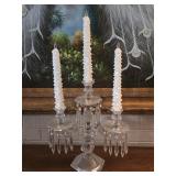 3 Arm Crystal Candelabra w/ Electronic Candles