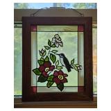 Framed Hummingbird Stained Glass Panel 10'x 12'