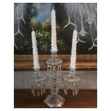 3 Arm Crystal Candelabra w/ Electronic Candles