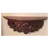 Hand Carved Wooden Wall Shelf 18'W 6½'D