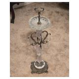 Italian Brass & Crystal Standing Ashtray 27' tall