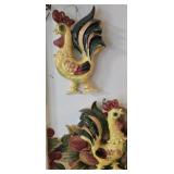 2 Vintage Lefton Ceramic Roosters 8'x 5'