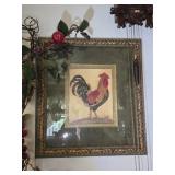 Vintage Framed Gallus Lafyayetu Rooster Print