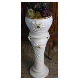 Elegant White & Gold Ceramic Pedistal Planter w/
