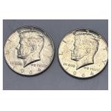 (2) 1964 Silver Kennedy Half Dollars 90% Silver
