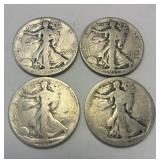 (4) Assorted Silver Walking Liberty Half Dollars